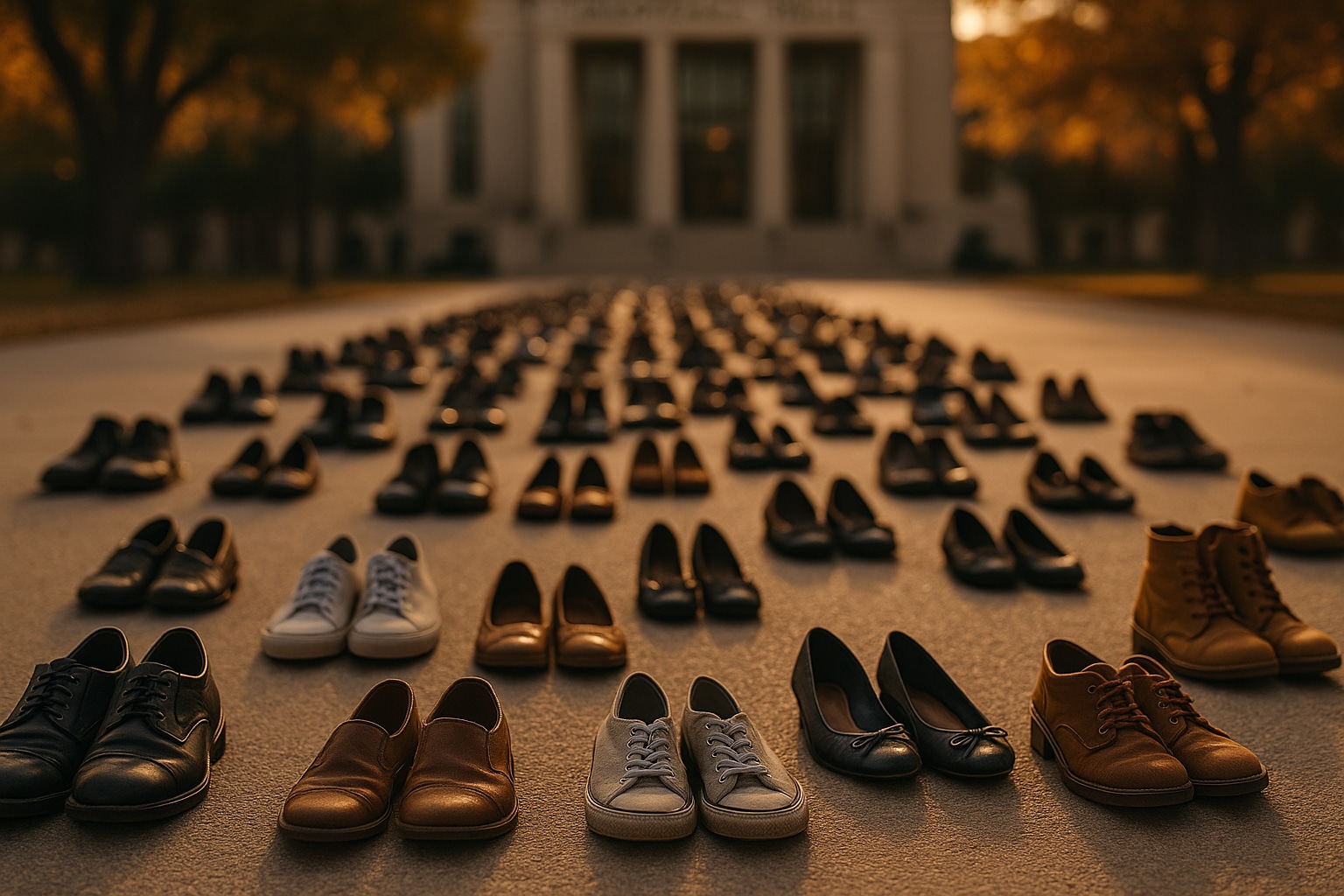 A Respectful Scene Of Empty Shoes