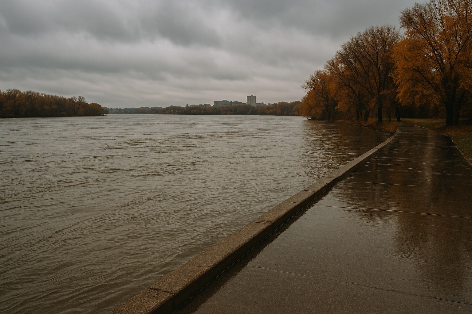 A Realistic Rainy Season Missouri River Scene In Bismarck