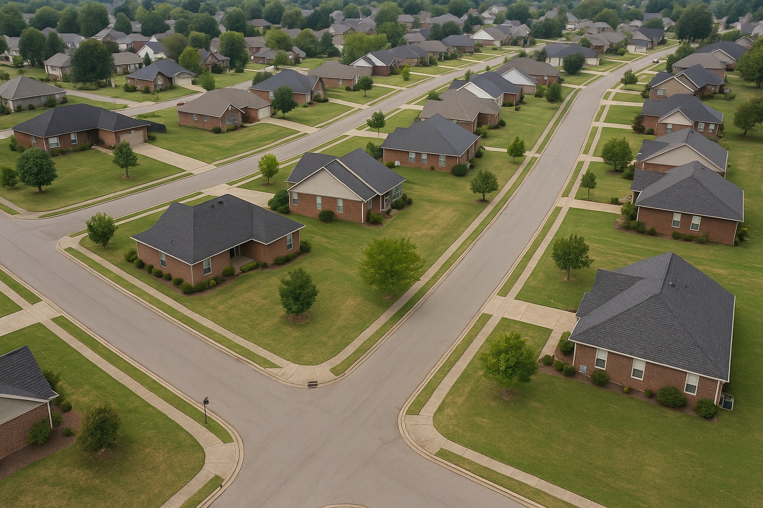Aerial View Of A Bowling Green Neighborhood Showing Impervious Surfaces