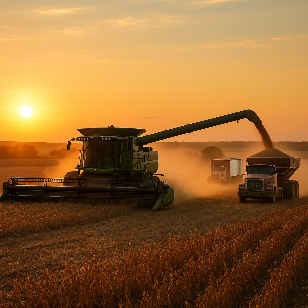 Soybean Harvest Sunset