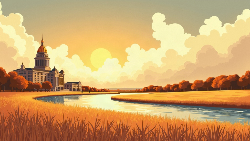 Editorial illustration: Missouri River Water Levels Rise Following Heavy Regional Rainfall