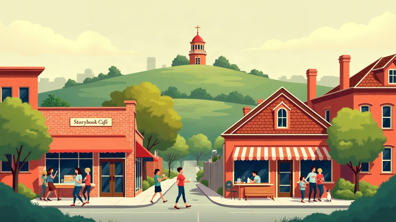 Editorial illustration: Storybook Cafe Opens Used Bookstore and Coffee Shop Downtown on Adams Street
