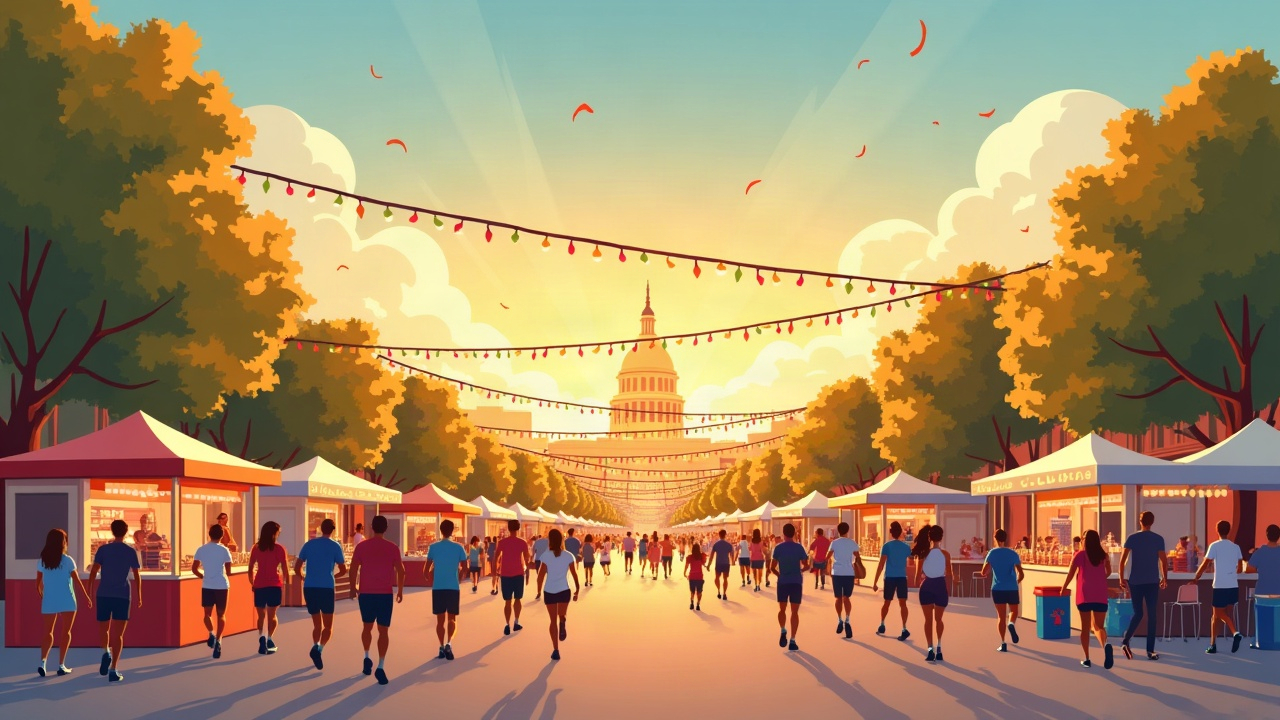 Editorial illustration: Bismarck Marathon Weekend Returns to the Capitol Grounds Sept. 19: What Runners and Neighbors Need to Know